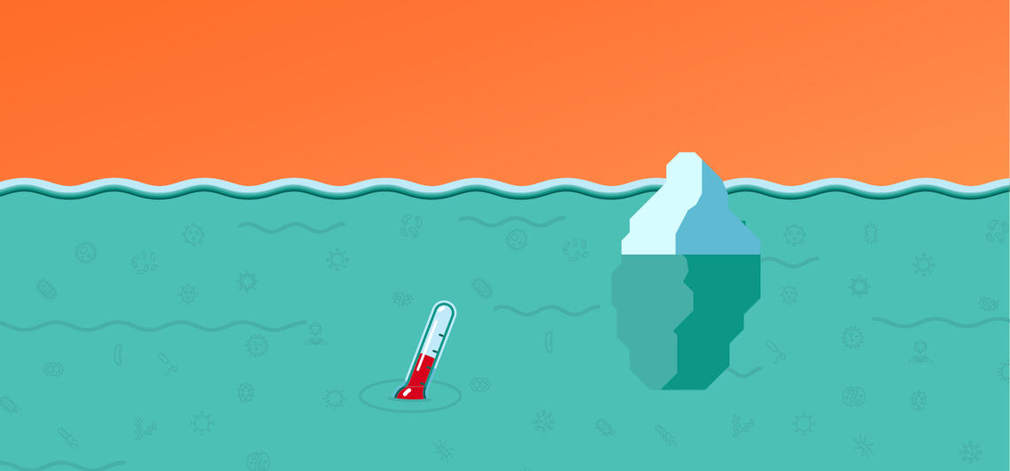 illustration of iceberg and thermometer