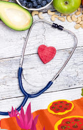 A stethoscope and food
