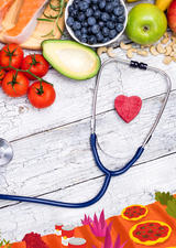 A stethoscope and food